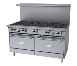 US Range U60-10RR U-Series 60" 10 Open Burner Range with 2 Standard Ovens