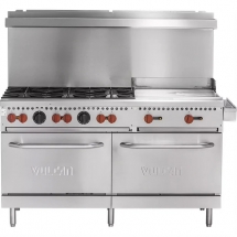 Vulcan SX60-6B24G Natural Gas 60" Stove Top 6 Burners Range Right side 24" manual Griddle with 2 Ovens